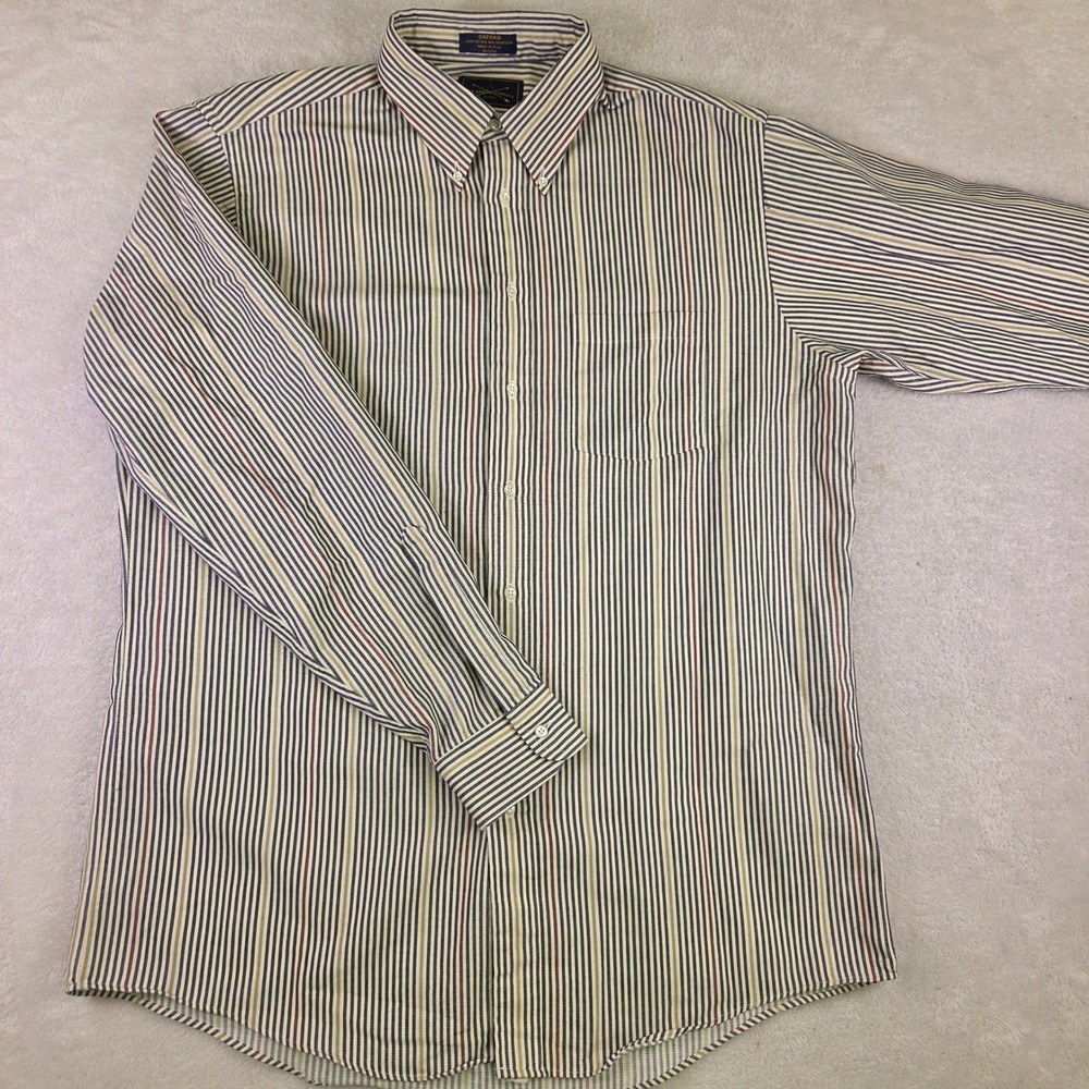 The Arrow Company Mens Oxford Shirt Multi Stripe Button Down 17-37 Tall USA